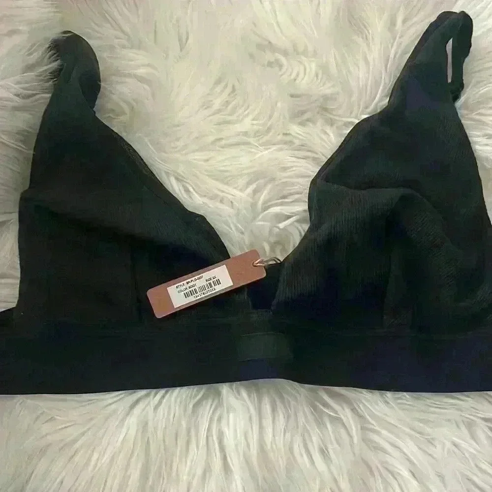 SKIMS- NWT COTTON PLUNGE BRALETTE Sz 2X- Soot color - Picture 4 of 6